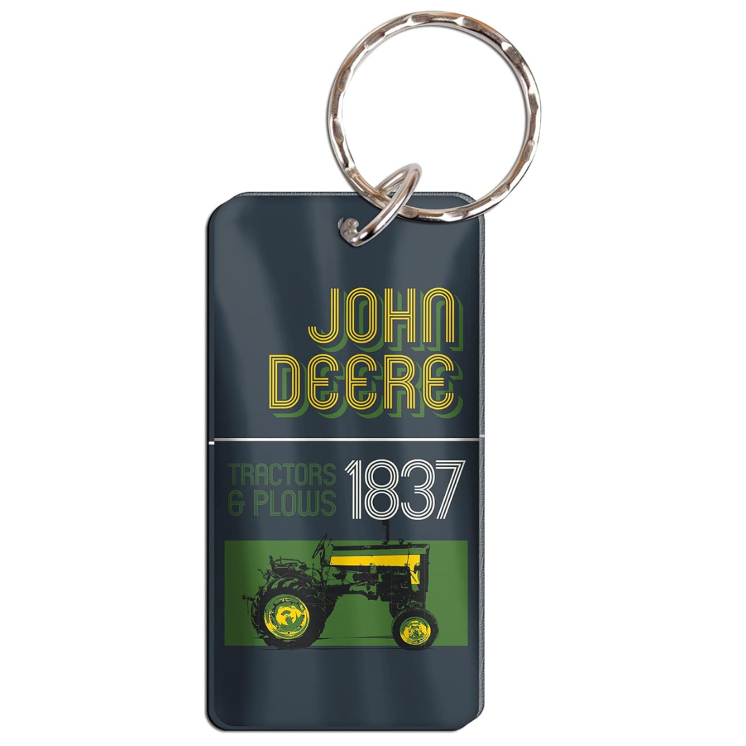 John Deere Tractor Rectangle Key Ring
