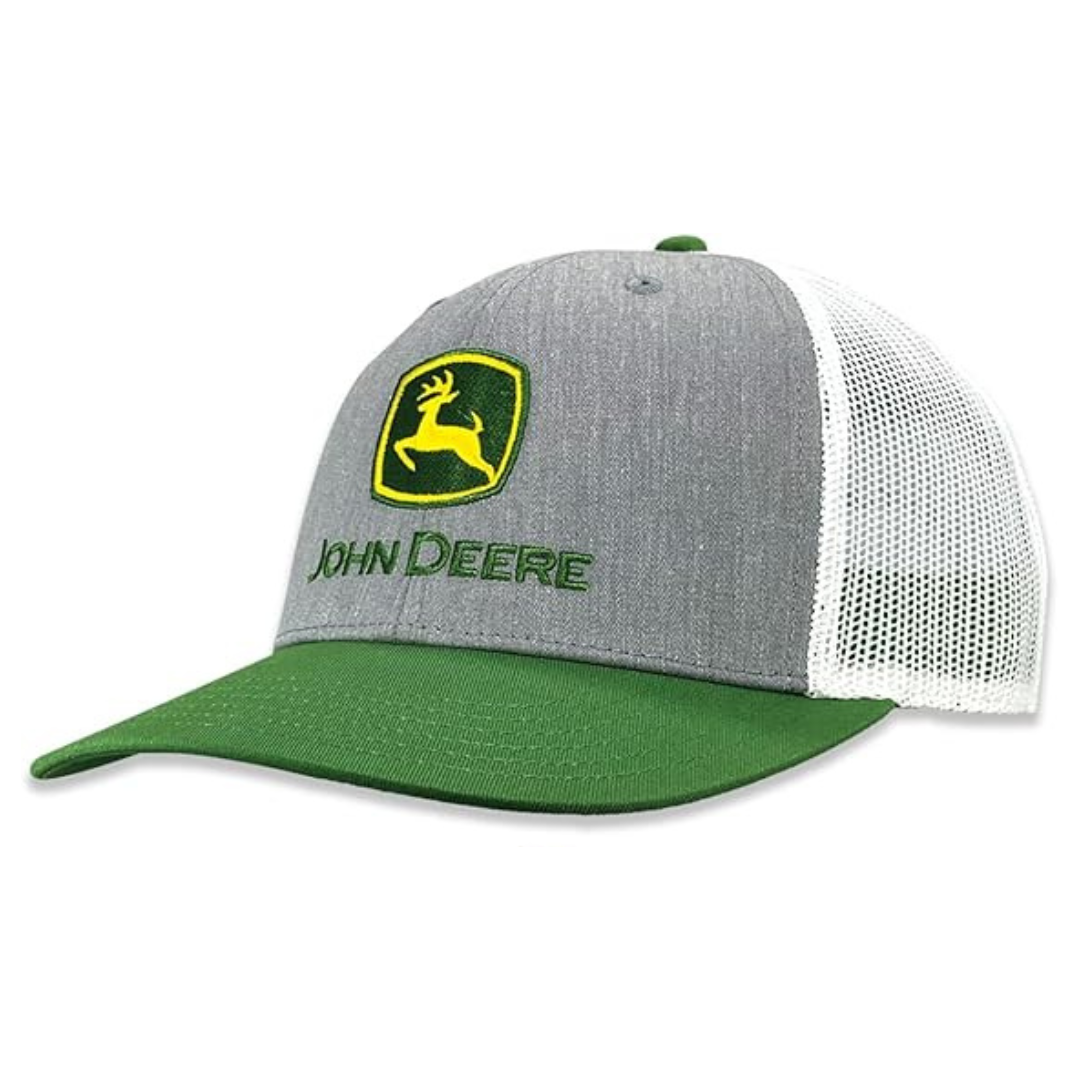 John Deere Men's Grey & Hi-Vis Yellow Baseball Cap - RDO Equipment