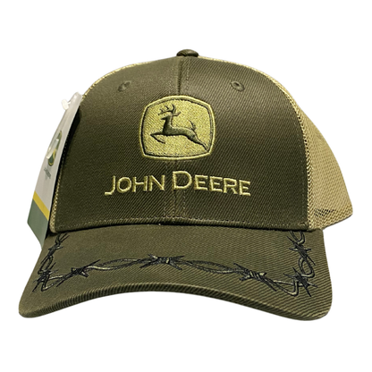 John Deere Olive Oilskin Barbed Wire Cap - Adult