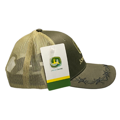 John Deere Olive Oilskin Barbed Wire Cap - Adult