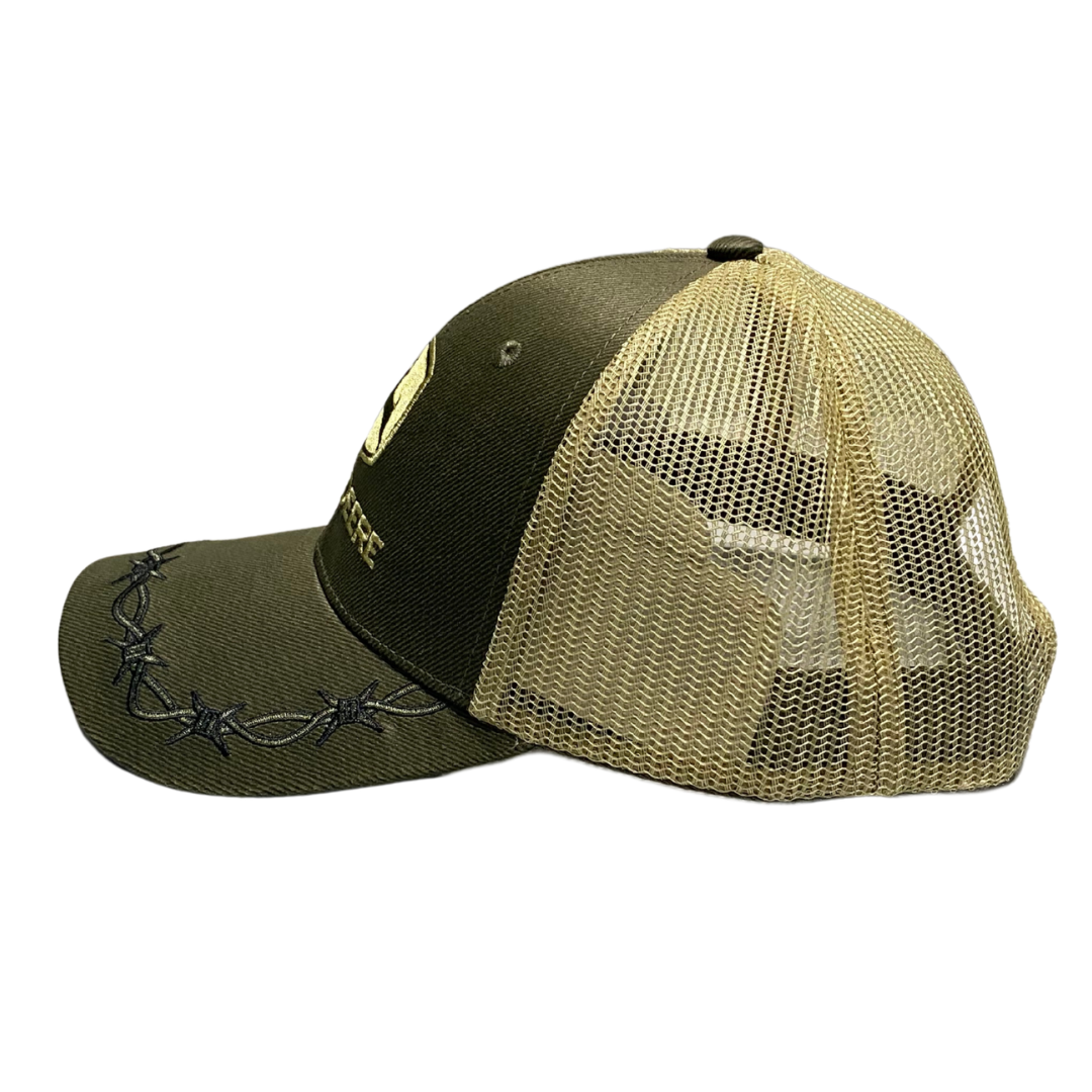 John Deere Olive Oilskin Barbed Wire Cap - Adult