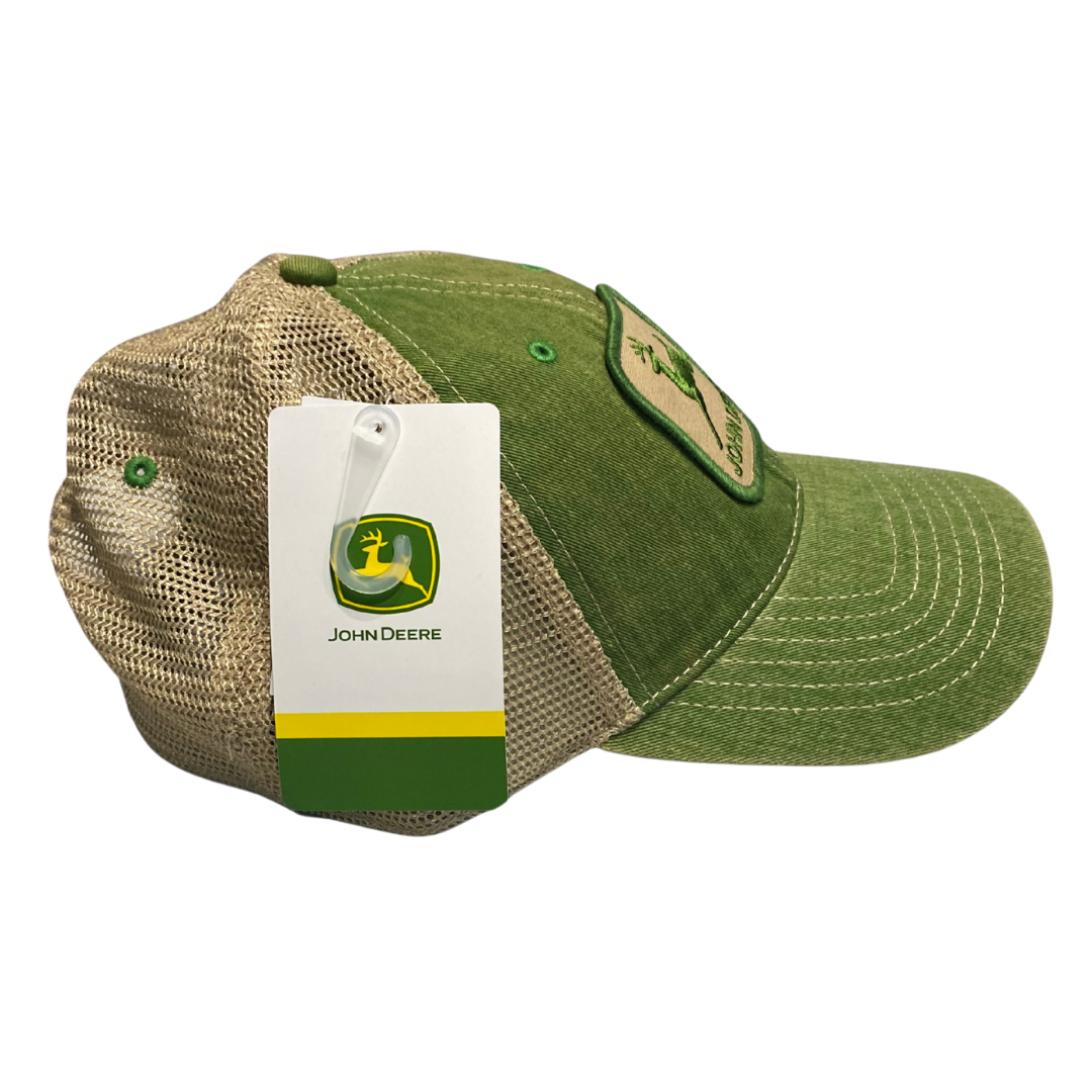 John Deere Washed Green and Soft Brown Mesh Cap- Adult