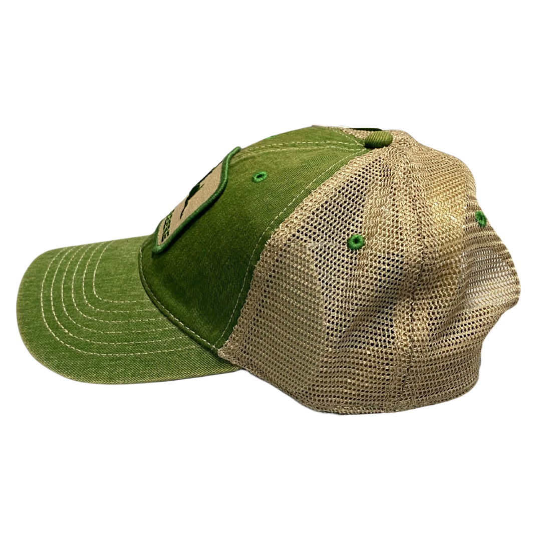 John Deere Washed Green and Soft Brown Mesh Cap- Adult