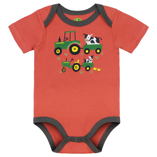 John Deere 'Rustic Red' Baby Grow