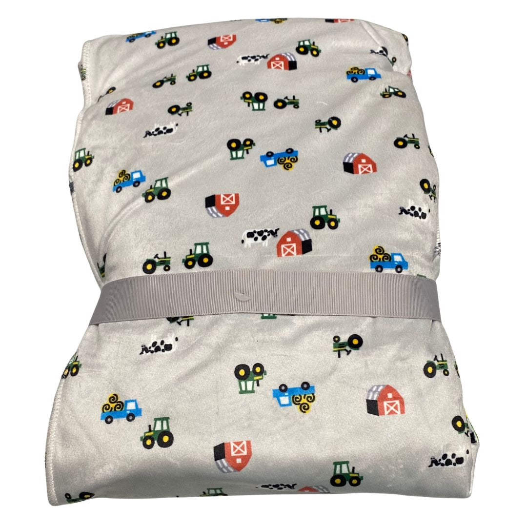 John Deere Grey Farm Fleece Blanket