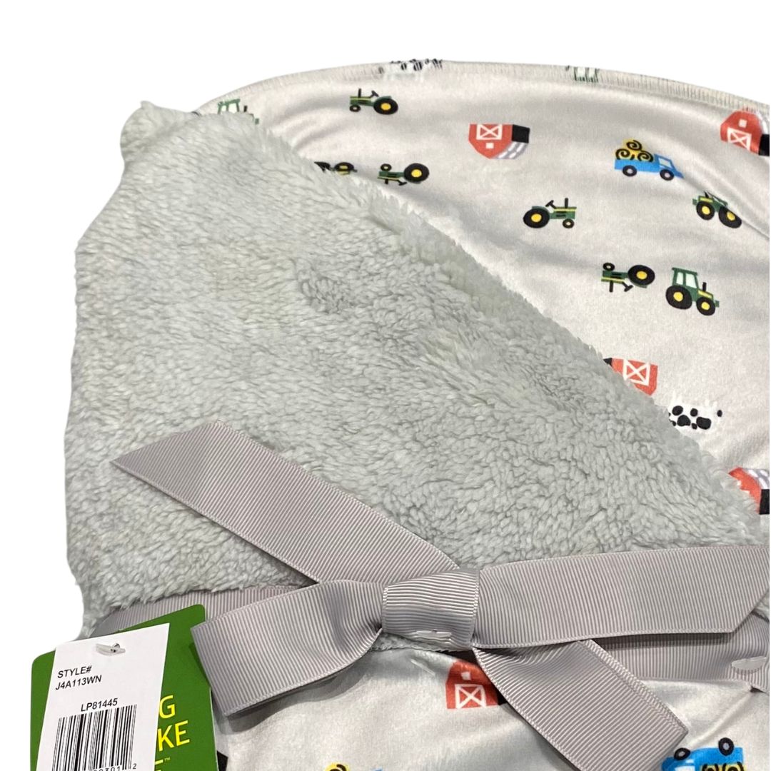 John Deere Grey Farm Fleece Blanket