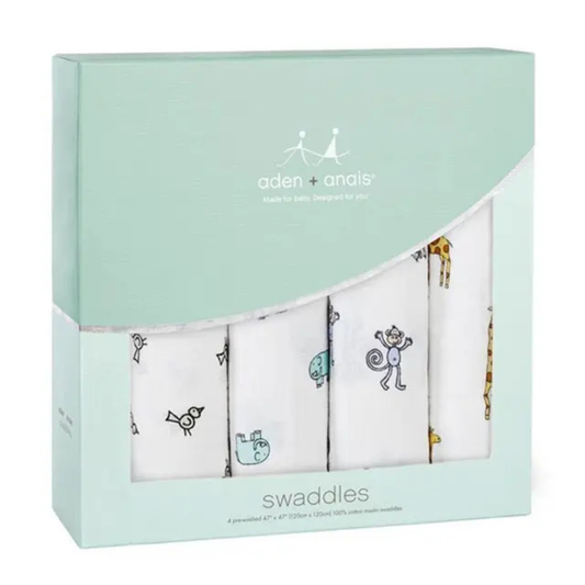 Aden+Anais 4 Pack Muslin Swaddles - Jungle Jam