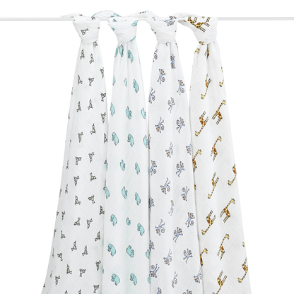 Aden+Anais 4 Pack Muslin Swaddles - Jungle Jam