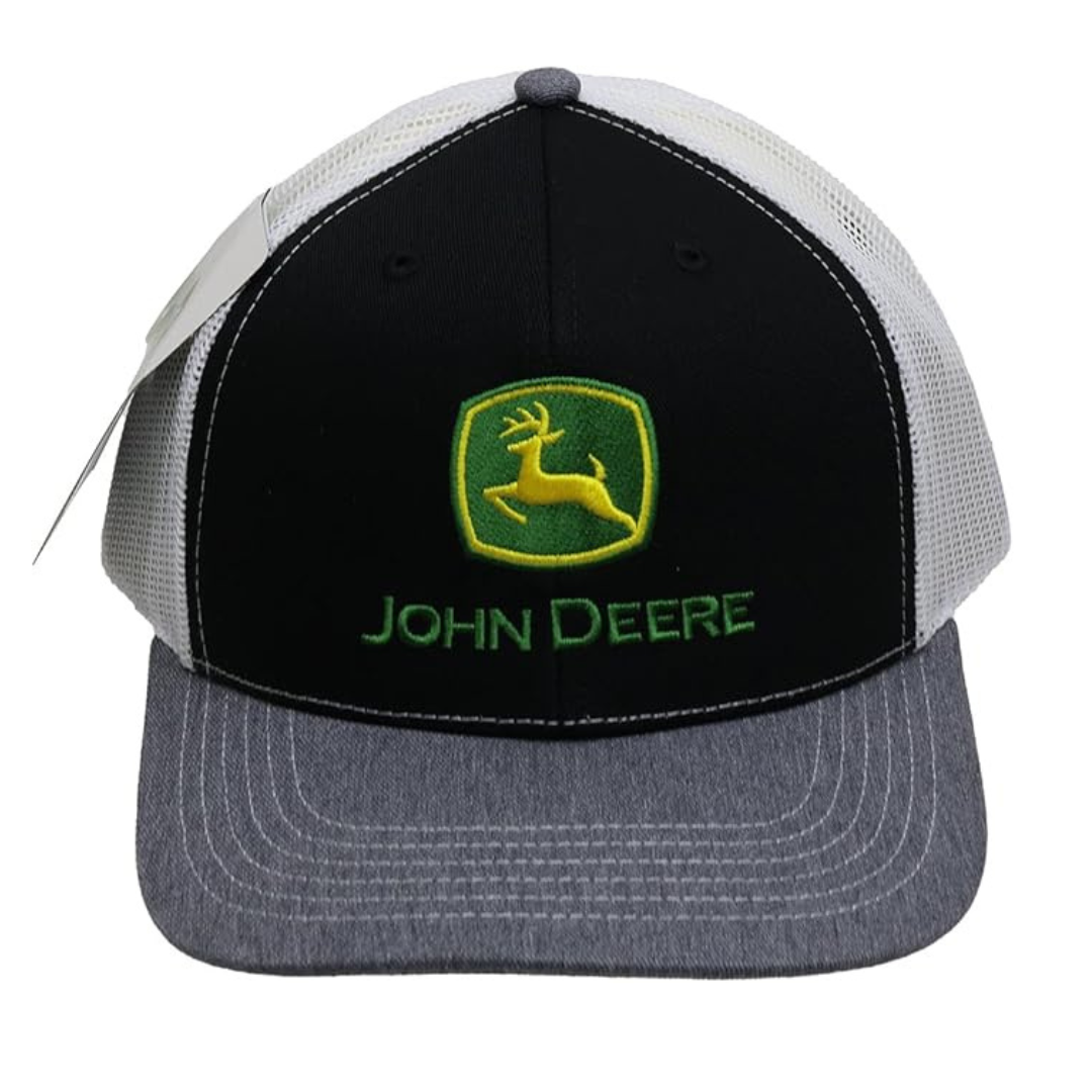 John Deere Black & Grey Mesh Adult Cap- Logo