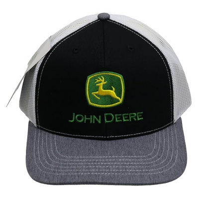 John Deere Black & Grey Mesh Adult Cap- Logo