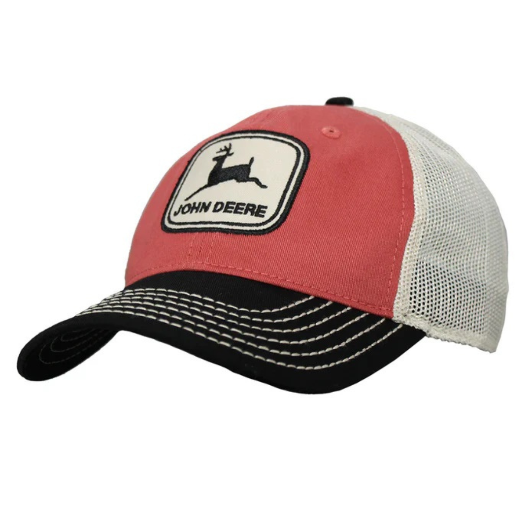 John Deere Coral and Ivory Mesh Adult Cap