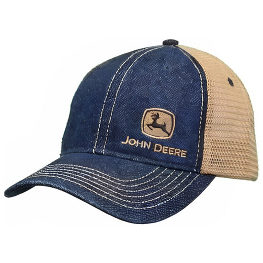 John Deere Denim and Khaki Mesh Adult Cap