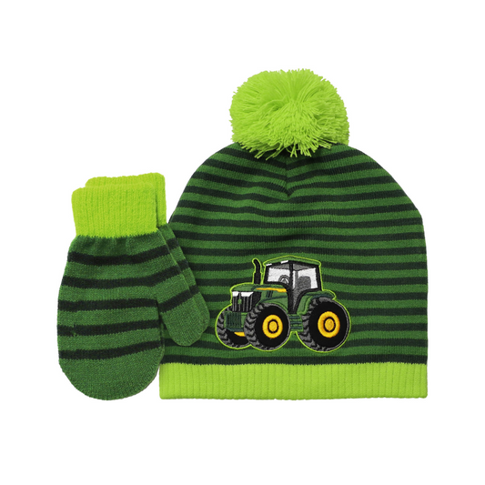 John Deere Green Beanie and Mitten Set- Toddler