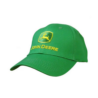 Green John Deere cap with logo on a white background