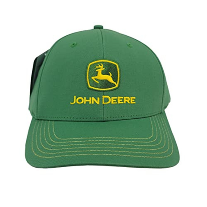 Green John Deere cap with logo on a white background