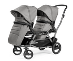 Load image into Gallery viewer, Peg Perego Duette Piroet tandem twin stroller in Mercury color. Includes high-performance frame and two toddler Pop-Up seats with foot muff and 2 Primo Viaggio SLK Infant Car Seats. Available in South Africa through CB Baby.
