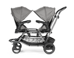 Load image into Gallery viewer, Peg Perego Duette Piroet tandem twin stroller in Mercury color. Includes high-performance frame and two toddler Pop-Up seats with foot muff. Available in South Africa through CB Baby.
