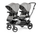 Load image into Gallery viewer, Peg Perego Duette Piroet tandem twin stroller in Mercury color. Includes high-performance frame and two toddler Pop-Up seats with foot muff. Available in South Africa through CB Baby.
