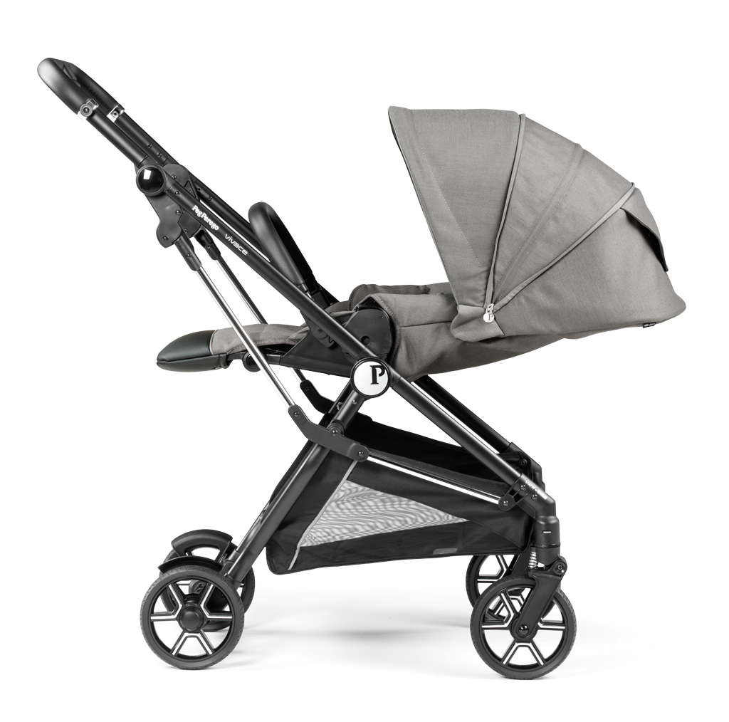 Peg Perego Vivace SLK Modular 4 in 1 travel system - Includes infant car seat, bassinet, toddler stroller seat, nappy bag, foot muff and bassinet stand. Maneuverable on various surfaces. Available in South Africa with CB Baby.