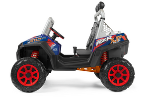 Peg Perego Polaris Ranger RZR 900 XP kids car 24 Volt - Real LED lights, multi-functional radio, and Extreme Performance. Suitable for off-road exploration. Includes 24V/200Wh rechargeable battery and charger. Available in South Africa through CB Baby.